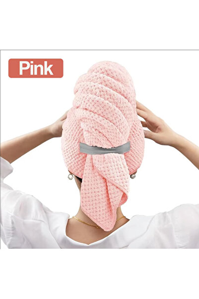 Choice منشفة شعر من الألياف الدقيقة باللون الوردي كبيرة جدًا لتجفيف الشعر بسر...