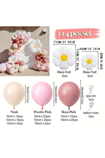 Choice كما في الصورة 1 114 قطعة من مجموعة أكاليل البالونات على شكل زهور الأقح...