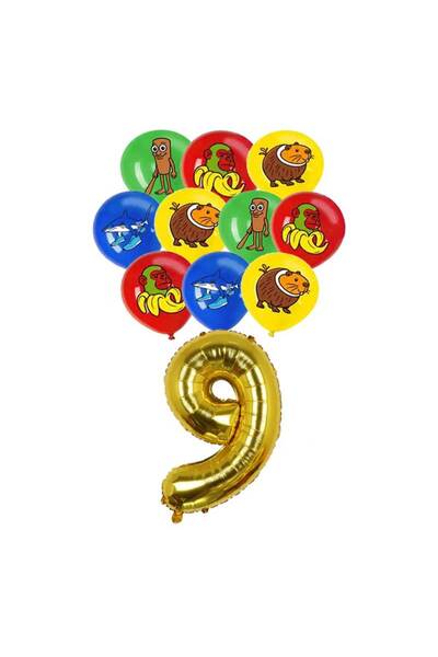 Miniso 32inch 9 17pcs Italian Brainrot Theme Kids Birthday Party Supplies Tung Tung Tung Sahur Balloon Funn