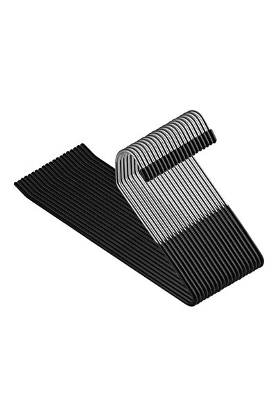 fun zone ZOBER 30 قطعة شماعات معدنية مقاومة للصدأ ومانعة للانزلاق للسراويل والبنطلونات باللون الأسود/الفضي 35.5x17 سم