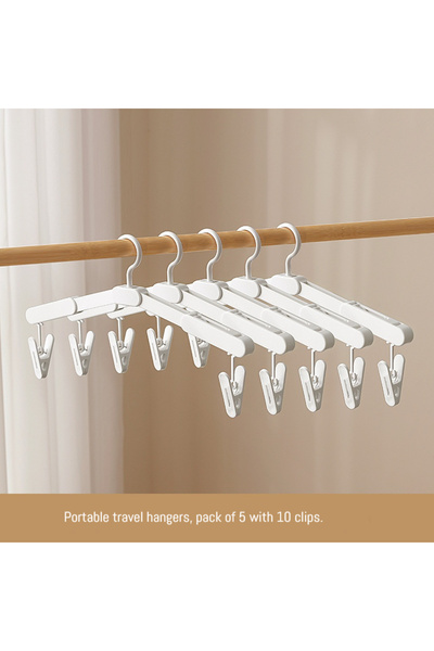 Choice 5 قطع مع 10 مشابك 5 قطع شماعات ملابس قابلة للطي للسفر رف تجفيف ملابس ص...