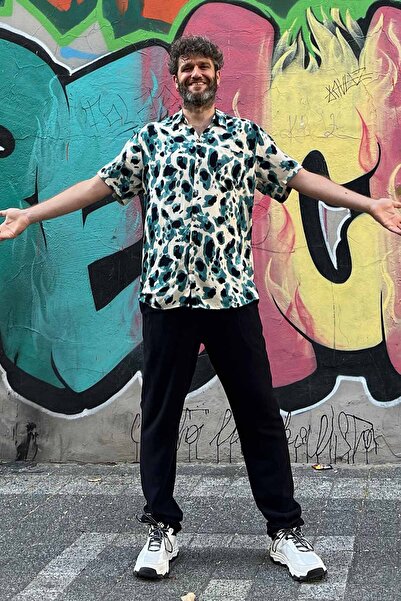 Clandestino Πουκάμισο με κοντό μανίκι σε μποέμικο στυλ - Μπεζ - Μαύρο