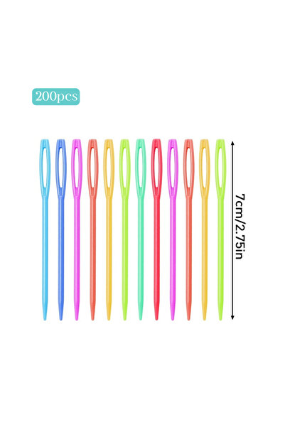 Choice 7 سم ألوان متنوعة 200 قطعة إبر حياكة بلاستيكية ألوان متنوعة كروشيه إبر...