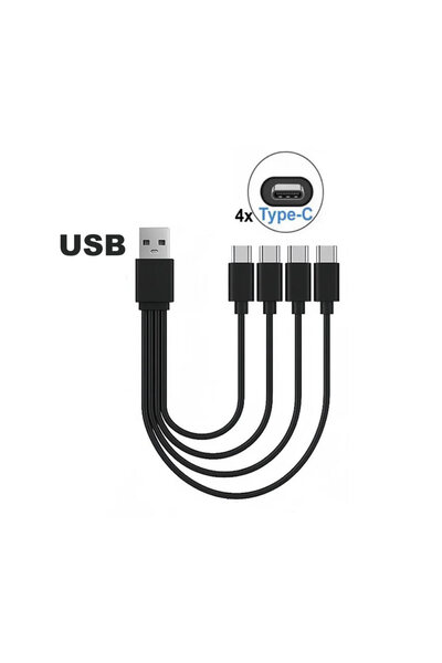 Choice كابل شحن USB متعدد 4 في 1 قصير بطول 20 سم من USB إلى 4xType-C B