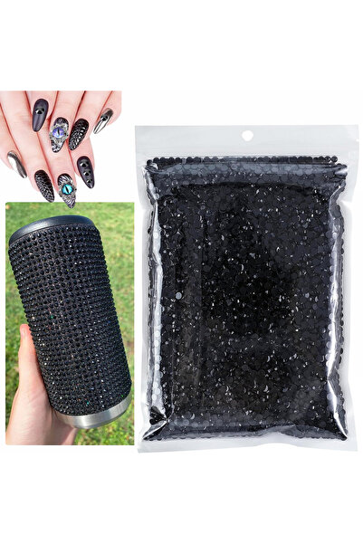 Choice 5000 قطعة 4 مم أسود 5000 قطعة 3.0-5.0 مم أحجار الراين الراتنجية السوداء أحجار الراين الهلامية المستديرة ذات الظهر المسطح للكريستال