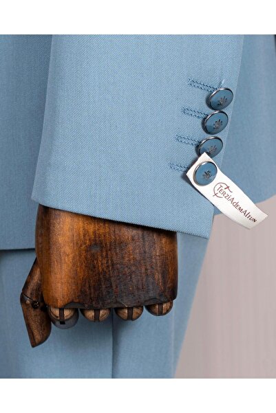 TerziAdemAltun İtalyan stil slim fit ceket pantalon takım elbise mavi T14383