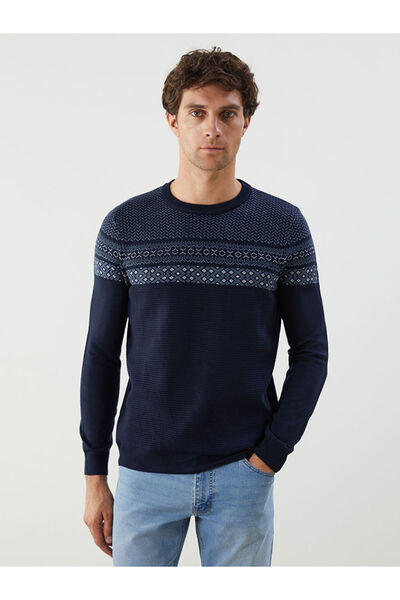 LC Waikiki Pulover pentru bărbați, albastru bleumarin, cu gâtul turn