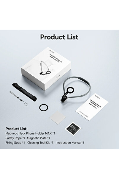 Choice قلادة TELESIN مغناطيسية للرقبة مع قاعدة معدنية لتثبيت الهاتف على الرقب...