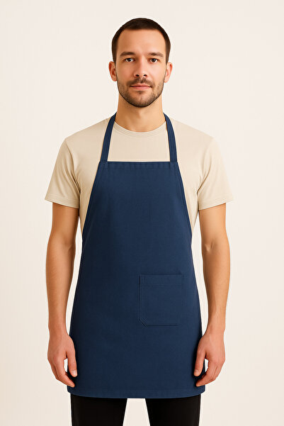 GTB BUTİK Navy Blue Kitchen Apron Stain-Resistant Chef Barista Apron Unisex C...