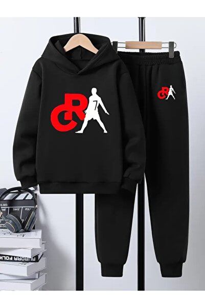 YUNAYT Set de hanorac și pantaloni de sport cu glugă pentru copii, cu imprime...