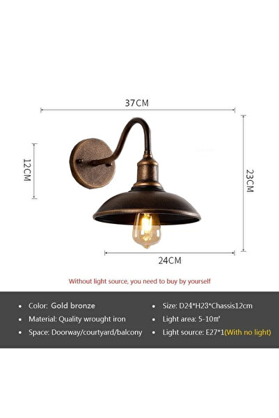 Choice لا توجد لمبة مصباح حائط LED مقاوم للماء من البرونز الذهبي على الطراز القديم للفناء الخارجي للفيلا والحديقة والشرفة والممر
