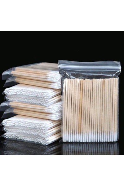 Choice 100 قطعة من أعواد القطن الخشبية لتنظيف الأظافر، رؤوس قطنية خشبية، أعوا...