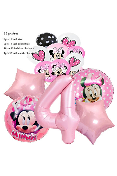 Miniso 1pack 4 Disney Pink Minnie Mouse Foil Balloon Girls Birthday Party Decoration 1 2 3 4 5 6 7 8 9th Ba