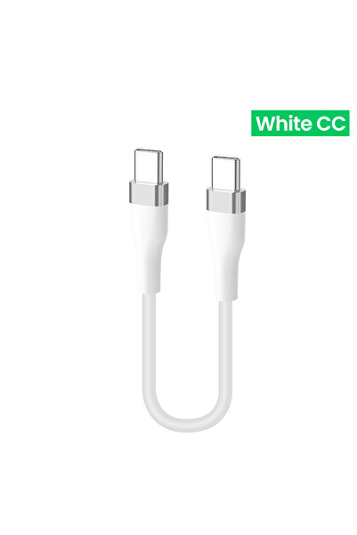 Choice 0.5 متر أبيض 25 سم 50 سم كابل قصير من النوع C 100 واط شحن سريع من النوع C إلى النوع C كابل لأجهزة iPhone 15 16 S