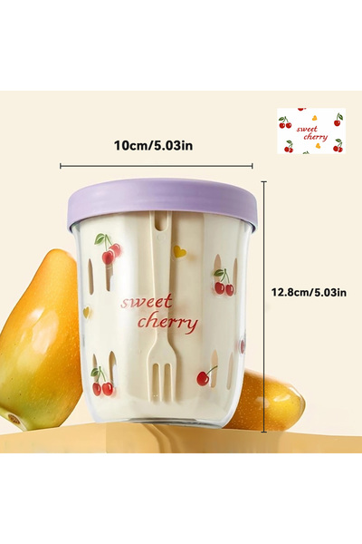 WORTHBUY Purple A Style Portable Oat Container Double-Layer Drain Fruit Cup R...