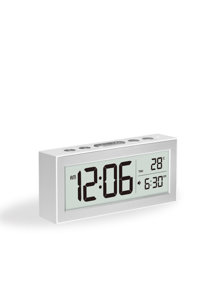 Choice WHITE Digital Desk Clock LCD Retro Alarm Clock for Bedrooms Travel Temperature Display Backlight Cal