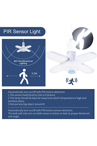 Choice AC85-265V مع مستشعر بارد E27 مروحة قابلة للطي 28W مستشعر حركة لمبة LED AC85-265V تشوه اللمبة Fo