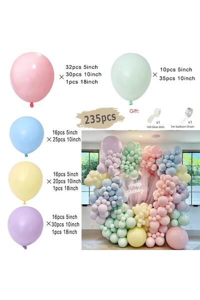 Choice 235 أخرى من مجموعة أكاليل البالونات الماكارون بألوان قوس قزح متنوعة لع...