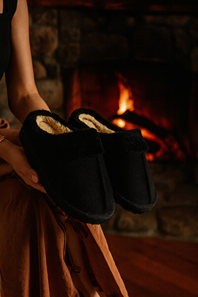 Behtah Kundura Kadın Ev Terliği Ev Botu İçi Peluş Ev Terliği Sesiz Taban Sıcak Şık Tasarım