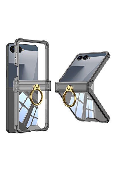 Choice Galaxy Z Flip7 Black Luxury Ring Holder Armpr Hinge Protection Phone C...