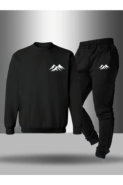 Cevval Children's Printed Crew Neck Sweatshirt and Sweatpants Set 3 Thread Raster for Autumn/Winter