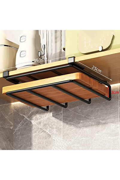 Choice رف منظم معلق للمطبخ بطبقة واحدة مع خطافات أسفل الخزانة ومنشفة ورقية وق...