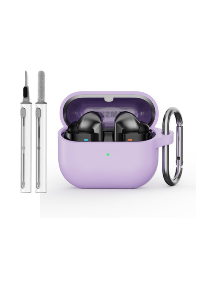 Choice سامسونج بودز 3 أرجواني فاتح لحافظة سامسونج بودز 3/جالاكسي بودز 3 برو مع مجموعة تنظيف سيليكون برو