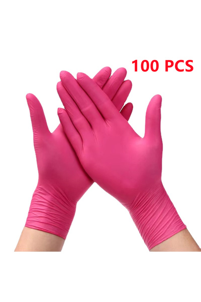 Choice S Rose Red 100 قطعة 20/50/100 قطعة قفازات نيتريل وردية قفازات تنظيف من...