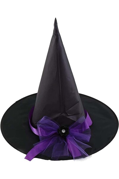 Jvaenousn Pălărie de vrăjitoare pentru Halloween, din țesătură, negru/violet,...