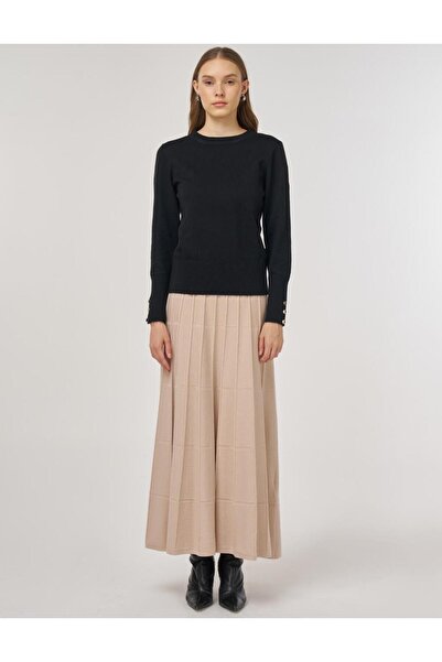 Kayra Button Detailed Wool Knitwear Sweater Black