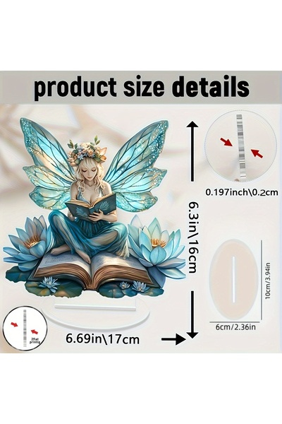 Choice 7 بوصة ملاك أزرق 7 بوصة أكريليك حكاية خرافية ملاك قزم يمكن أن يقف على سطح الطاولة زخرفة المنزل المكتب النادي المقهى