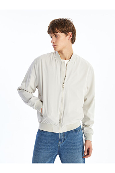 LC Waikiki Beige Standard Fit College Collar Men's Bomber Jackets