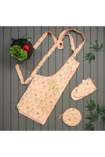 Evidea Soft Carrot Radish Patterned Kitchen Apron - Orange - 80X73 cm