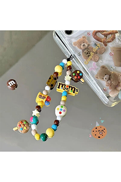 Choice سلسلة هاتف كورية مضحكة باللون الأزرق/الأخضر على شكل حبات شوكولاتة قلاد...