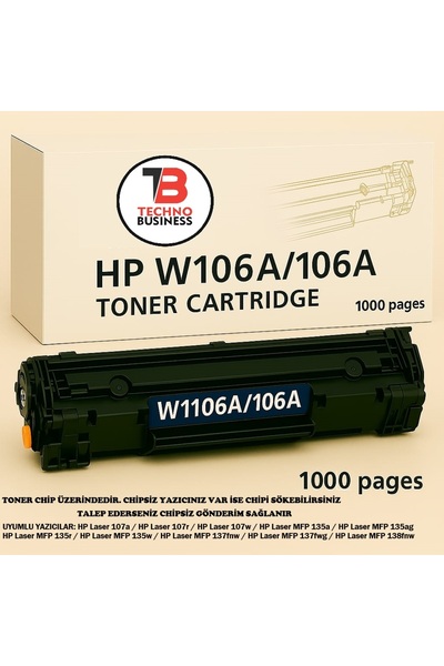 106A Muadil Toner W1106A Çipli 107a / MFP 135a / 137fnw Uyumlu