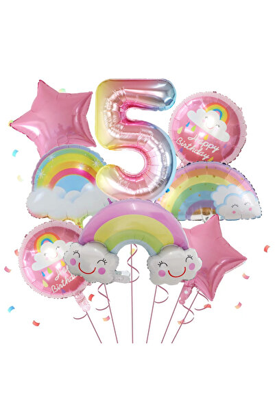 Choice as the picture 5 8pcs Rainbow Smile Cloud Balloon 30 inch Gradient Num...
