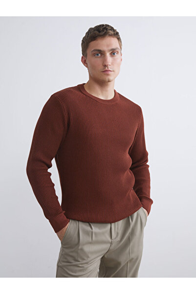 LC Waikiki Brown Crew Neck Men's Knitwear Sweater