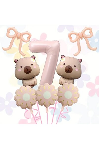 DÜVENCİ TİCARET Papatya Kapibara folyo balonlu 6 lı yaş balon set