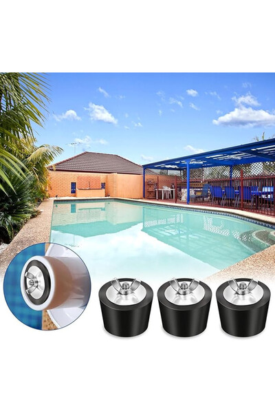 OEM Set of 3 conical pool plugs, black, steel/rubber, 32 x 28 mm
