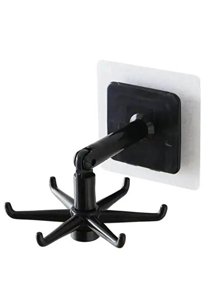 Choice 1pc Black 1pc Black Kitchen Rotating Punch-free Wall-mounted Shelf 6 Rotating Hooks Pot Shovel Chopp