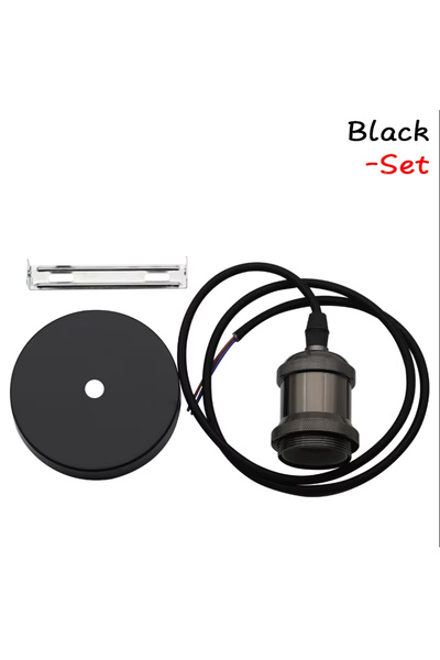 Parkson مصباح معلق أسود بمقبس E27 مصباح Edison عتيق بمقبس وقاعدة لولبية من الألومنيوم