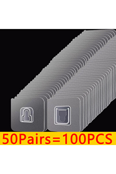 Choice 100 قطعة - 50 زوجًا 1-50 زوجًا من الخطافات الجدارية ذاتية اللصق على الوجهين قوية ولزجة وشفافة ولا تترك آثارًا K