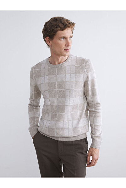 LC Waikiki I Big Size Zero Roba Collar Long Sleeve Checkered Embroidered Men'...