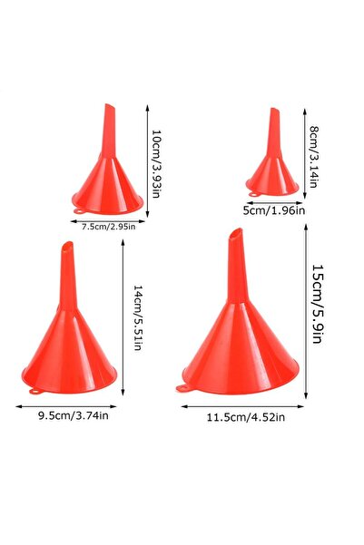 Choice 4pcs 4 piece set Red plastic car refueling funnel oblique mouth Simple household refueling funnel Mi