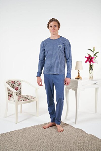 Estiva Men's Winter Striped Interlock Ribbed Pajama Set