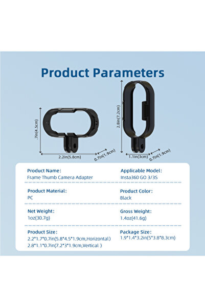 APWIKOGER black color For Insta360 GO 3 GO 3S Vertical & Horizontal Action Mo...