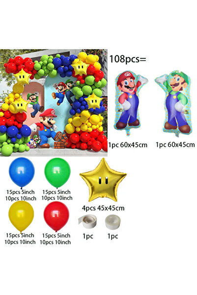Miniso as picture 150x90cm Super Mario Brothers Foil Balloon Luigi Peach Princess Figure Design Balloon Chi