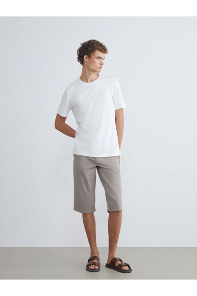 LC Waikiki Ανδρικό τζιν σορτς σε μπεζ χρώμα κανονικής εφαρμογής