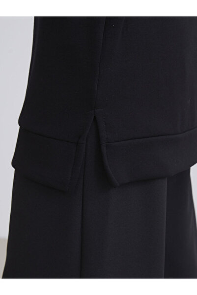 LC Waikiki Μαύρο γυναικείο φούτερ με λαιμόκοψη τούνικ