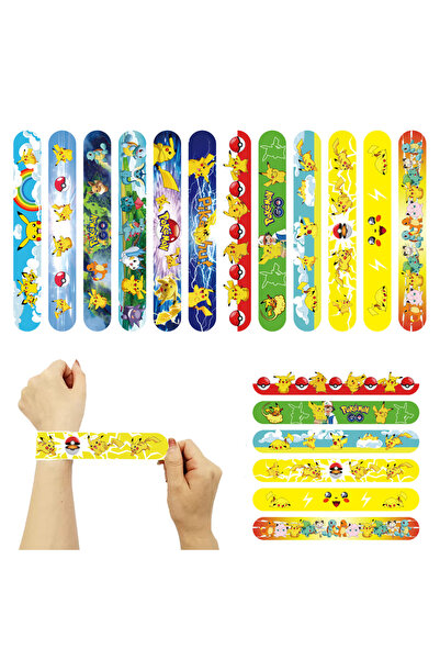 Miniso 36 قطعة من أساور صفعة بوكيمون بيكاتشو أساور صفعة هدايا حفلات عيد الميل...